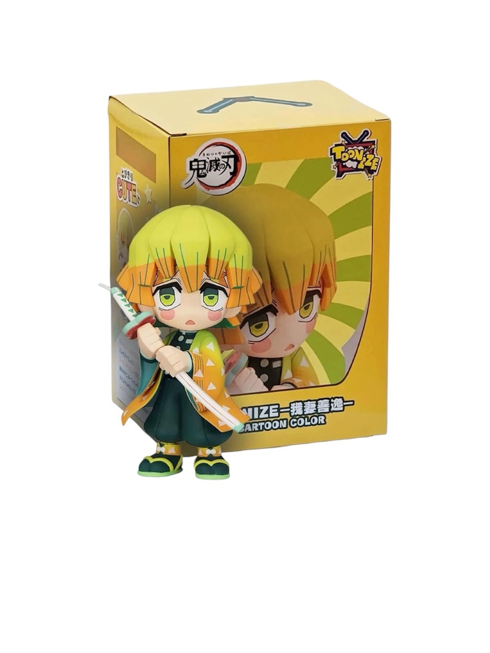 Demon Slayer-Inspired Cartoon  Yellow & Green Zenitsu Action Figure